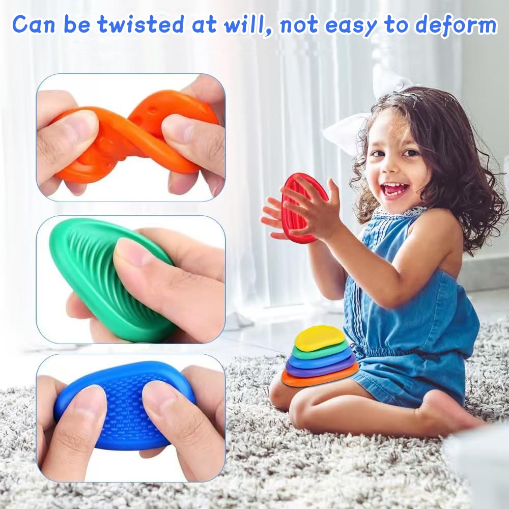 DENEZE 6pcs Fidget Stones – Textured Sensory Toys for Calming Anxiety