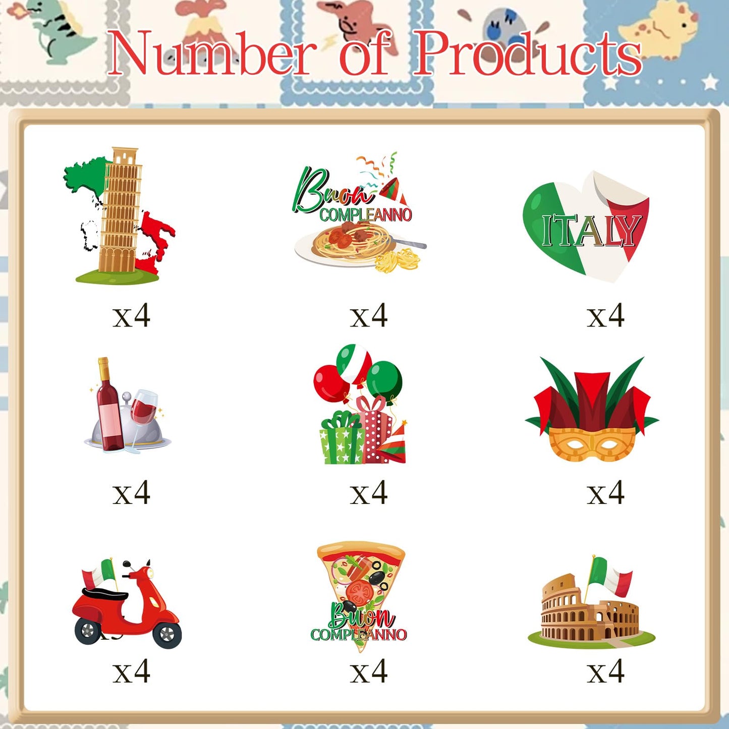 Deorfuy Italian Birthday Party Decorations – 36 Pcs Cupcake Toppers (Buon Compleanno)