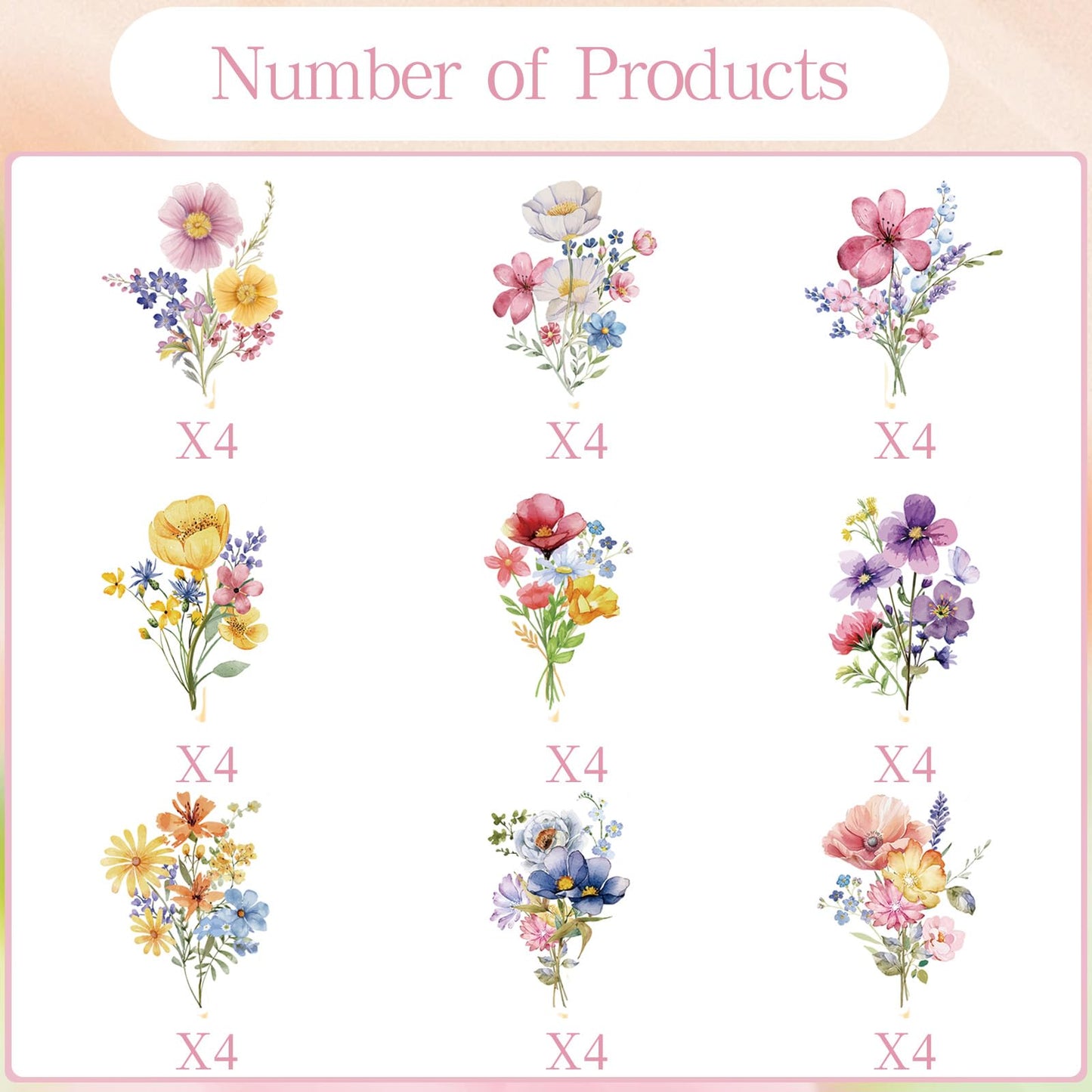 Deorfuy Wildflower Cupcake Toppers – 36-Piece Party Decorations for Baby Shower & Birthday
