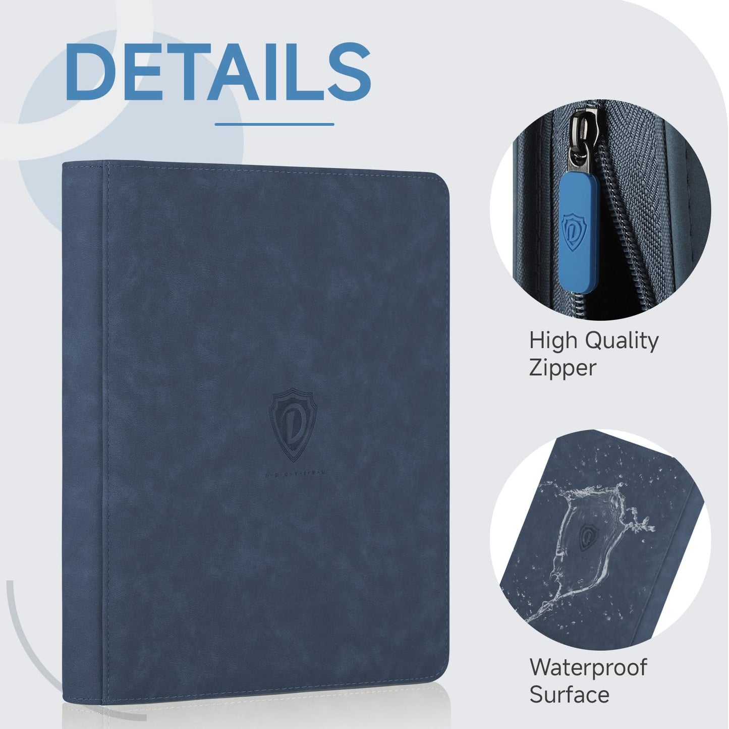 Deoyibu 9 Pocket Card Binder – 360 Card Capacity, Double-Sided, Navy Blue