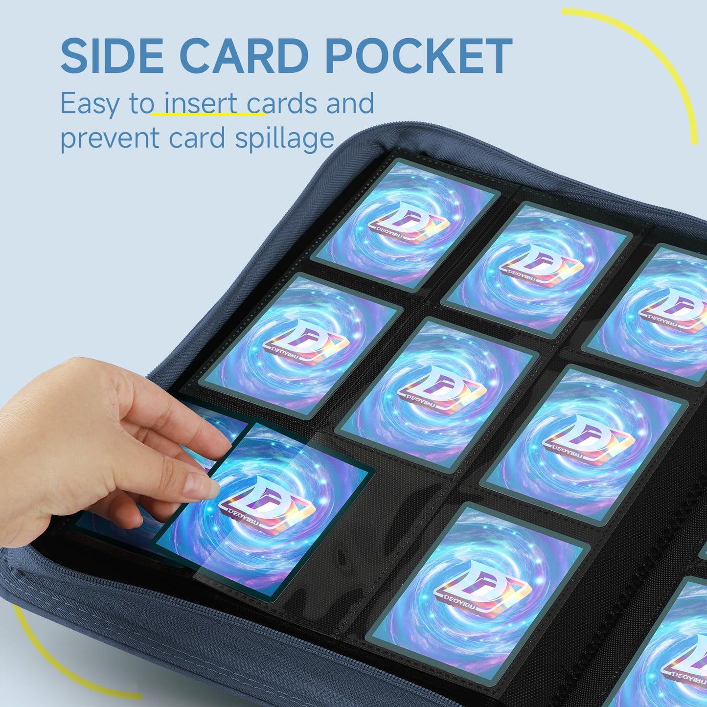 Deoyibu 9 Pocket Card Binder – 360 Card Capacity, Double-Sided, Navy Blue
