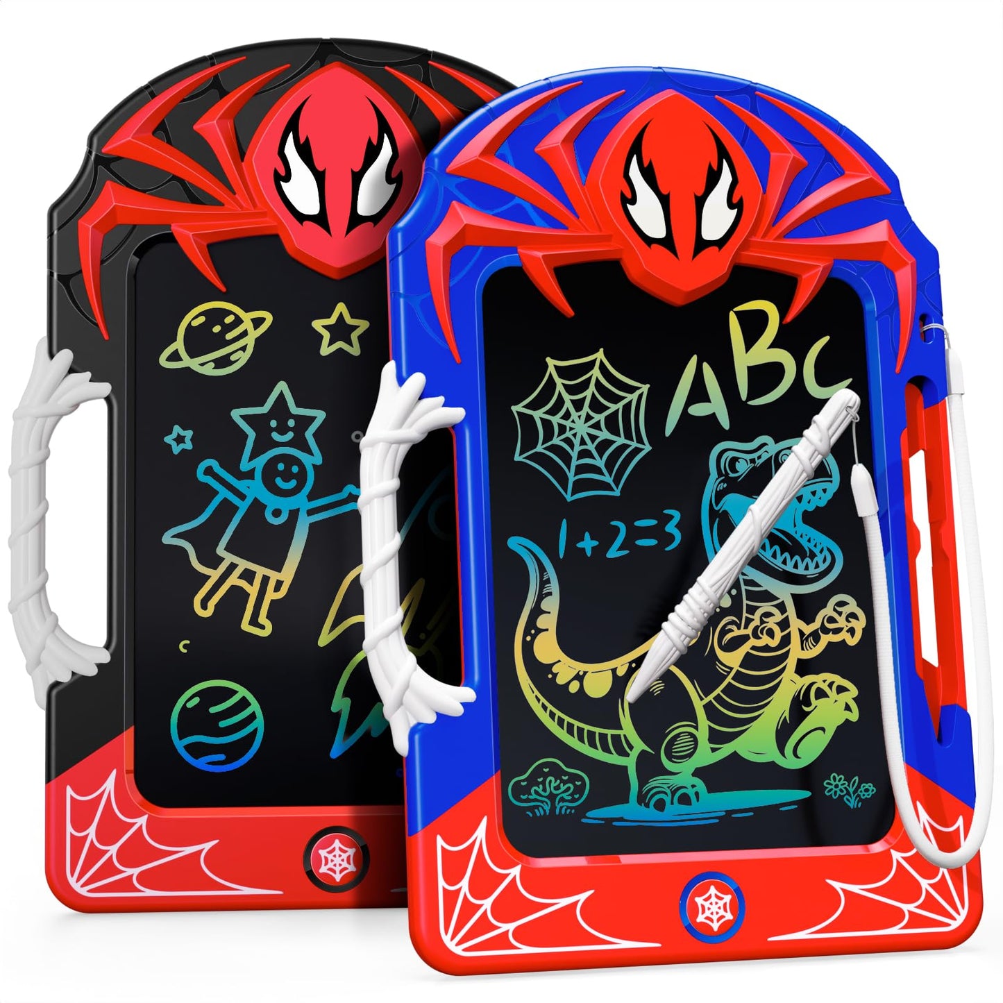 DEOZHANG LCD Writing Tablet 2 Pack – Red & Blue Hero Styles with Web Stylus & Grip