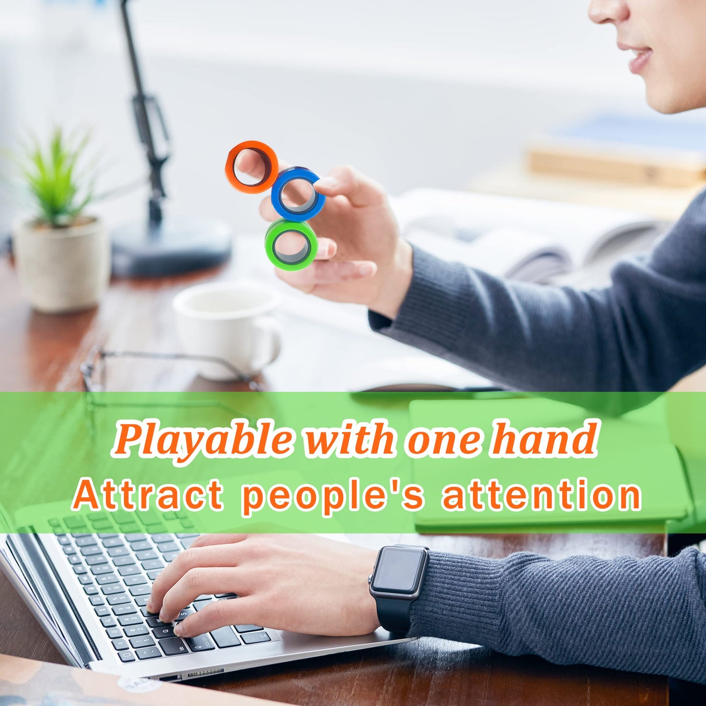 Dermasy Magnetic Rings Fidget Toy 3-Pcs Set – Stress Relief & Focus