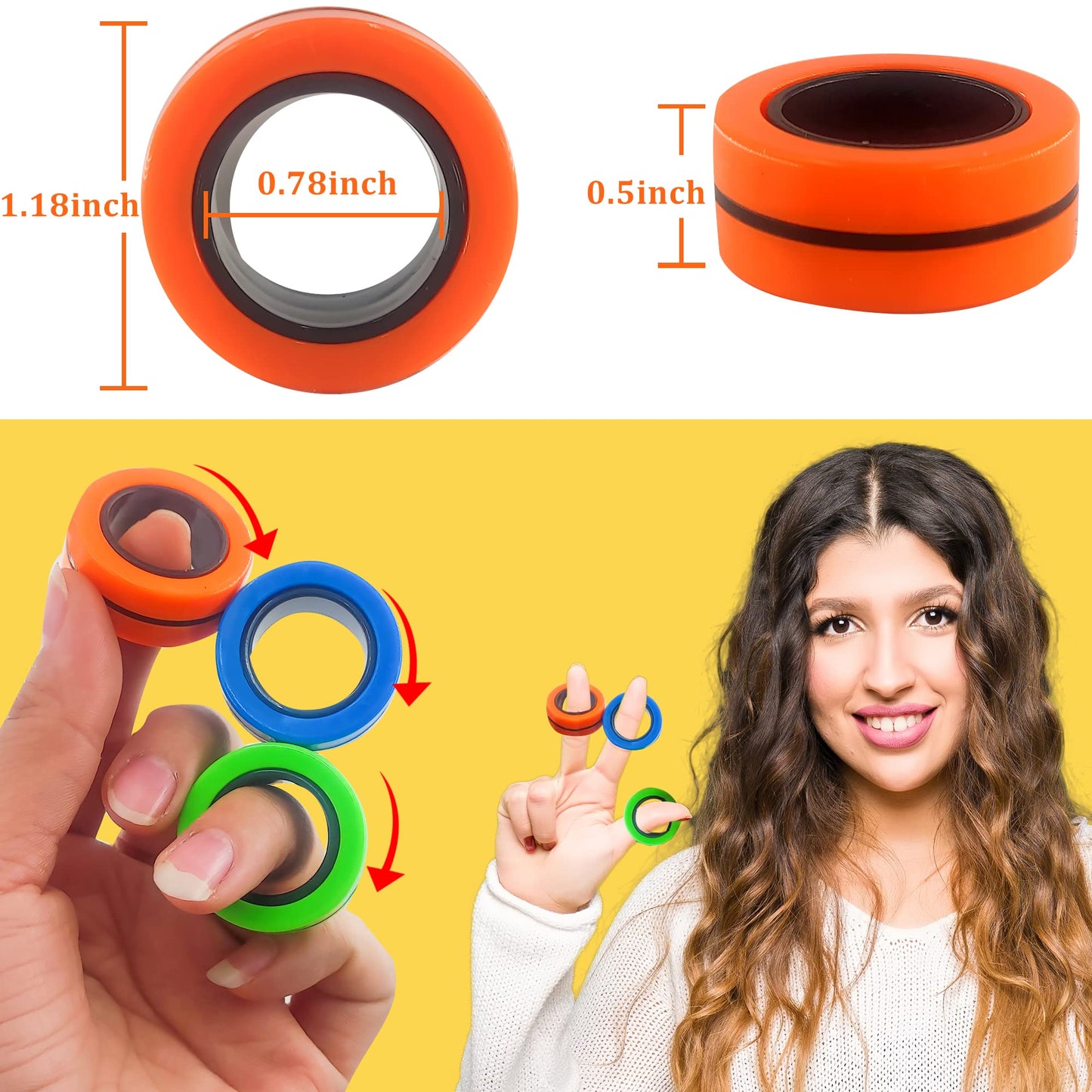 Dermasy Magnetic Rings Fidget Toy 3-Pcs Set – Stress Relief & Focus