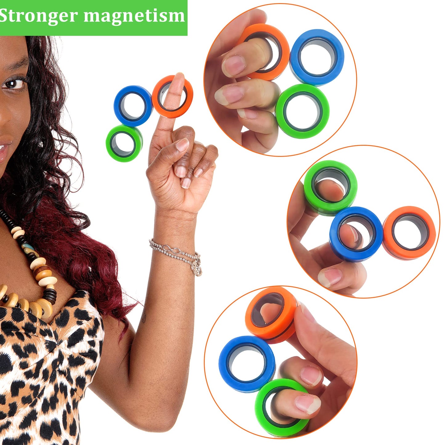 Dermasy Magnetic Rings Fidget Toy 3-Pcs Set – Stress Relief & Focus