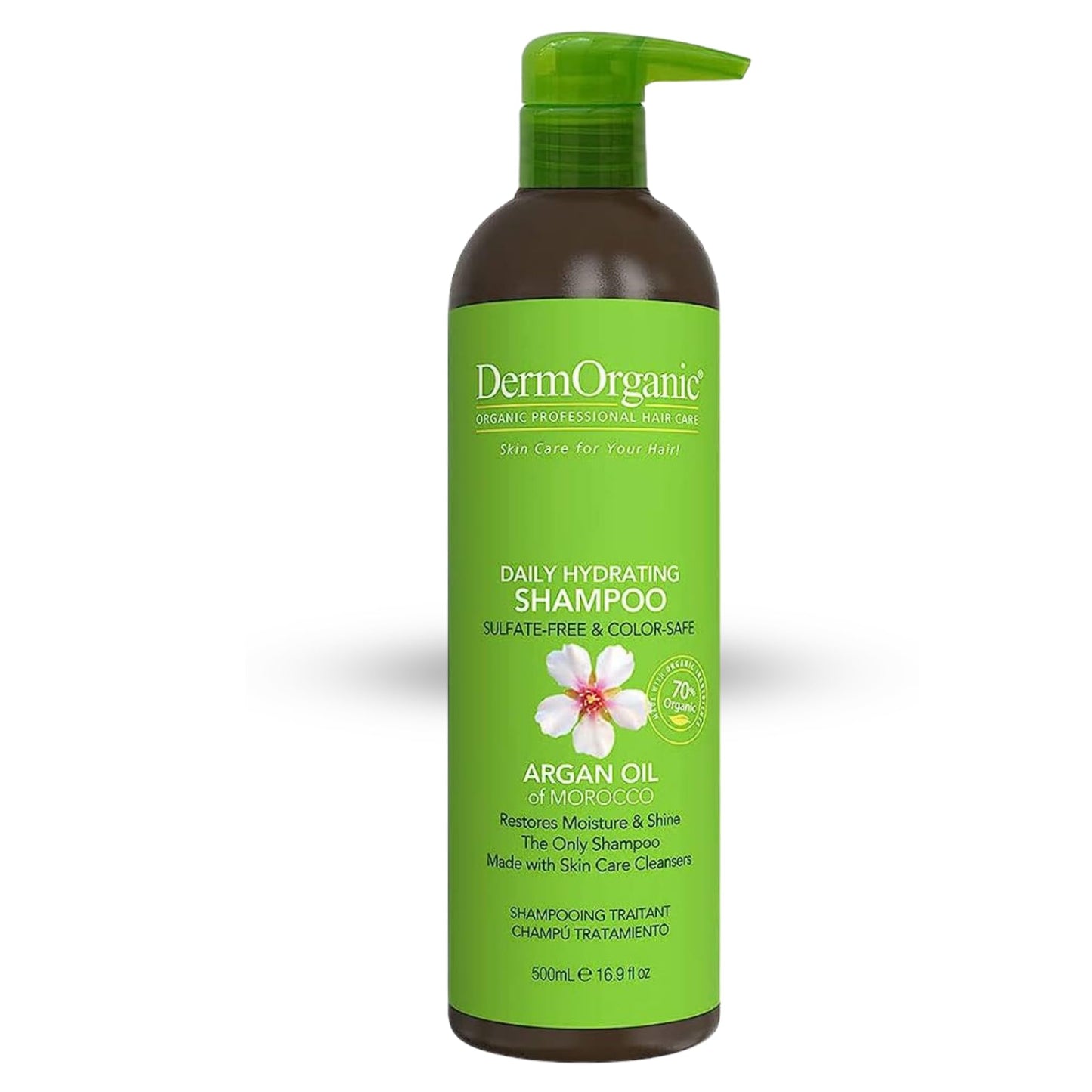 DermOrganic Daily Hydrating Shampoo – 100% Sulfate-Free, 70% Organic, Rich Lather for Dry, Damaged Hair | DermOrganic