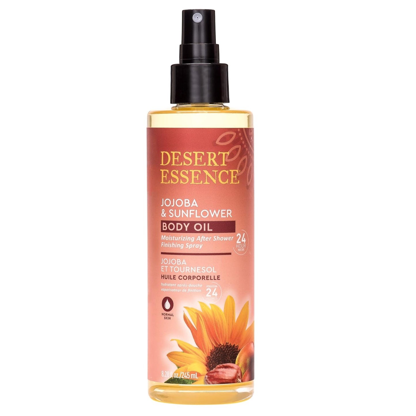Desert Essence Jojoba & Sunflower Body Oil Spray – 8.28 fl oz (Pack of 2) – Vegan, Cruelty-Free