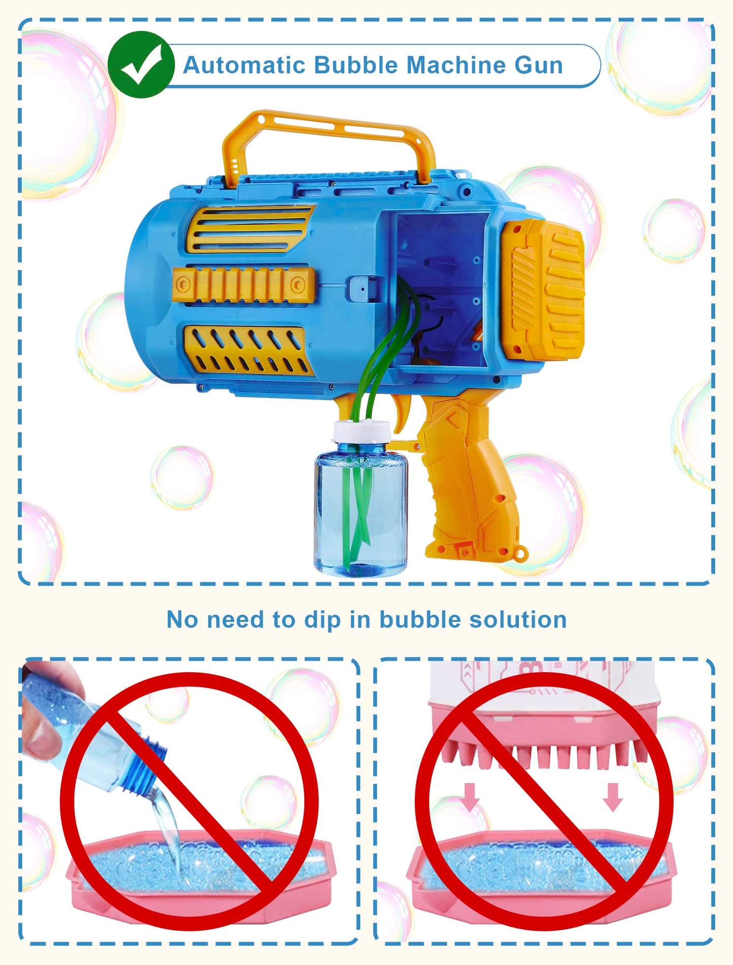 Deserthome Upgraded Bubble Machine Gun with Built-in Solution (Blue)