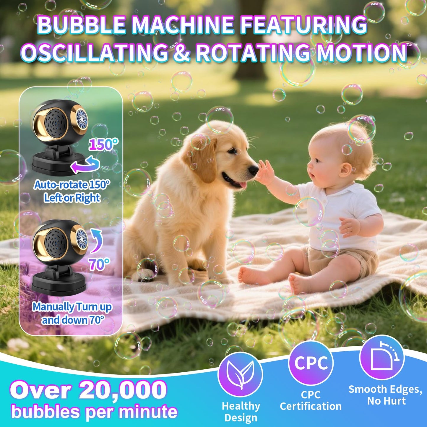 Deserthome Bubble Machine - High-Output Battery-Operated Bubble Blower for Parties