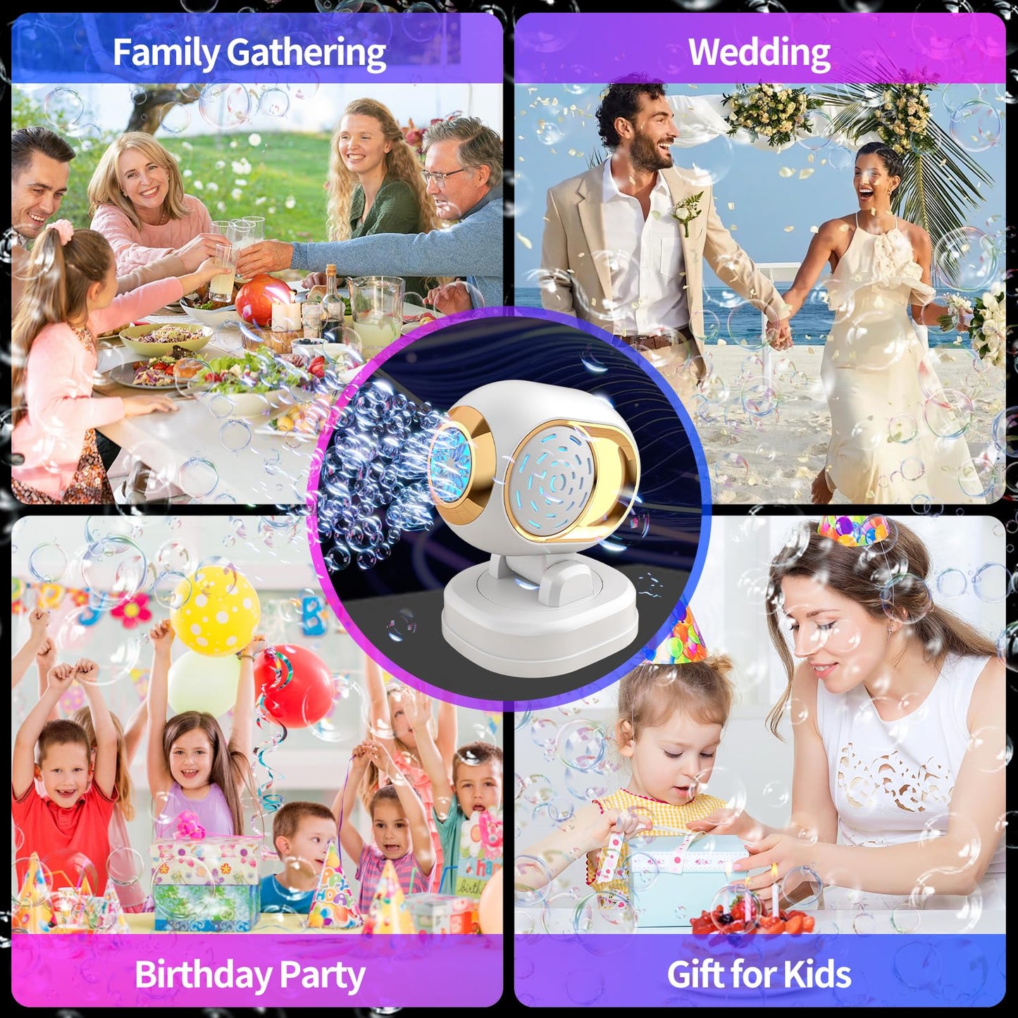 Deserthome Bubble Machine - Automatic Bubble Blower for Parties and Outdoor Fun