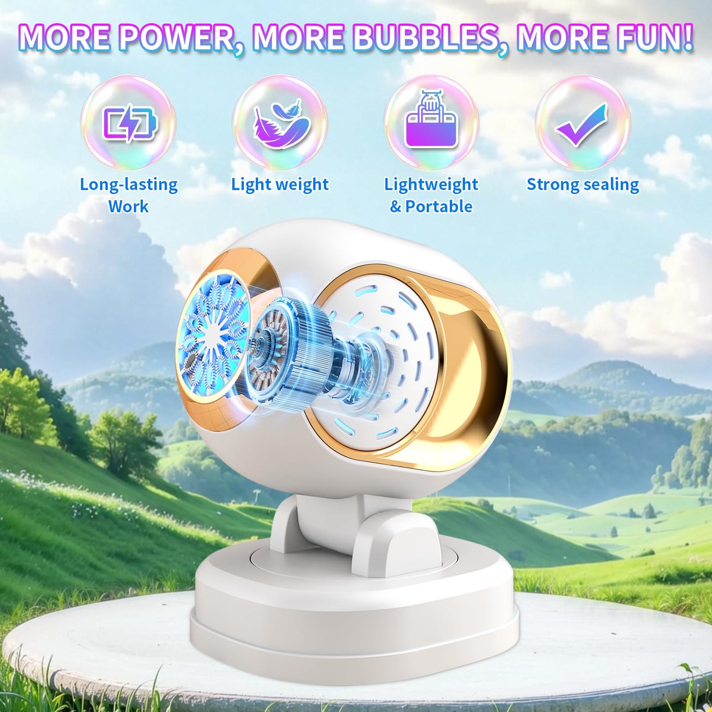 Deserthome Bubble Machine - Automatic Bubble Blower for Parties and Outdoor Fun