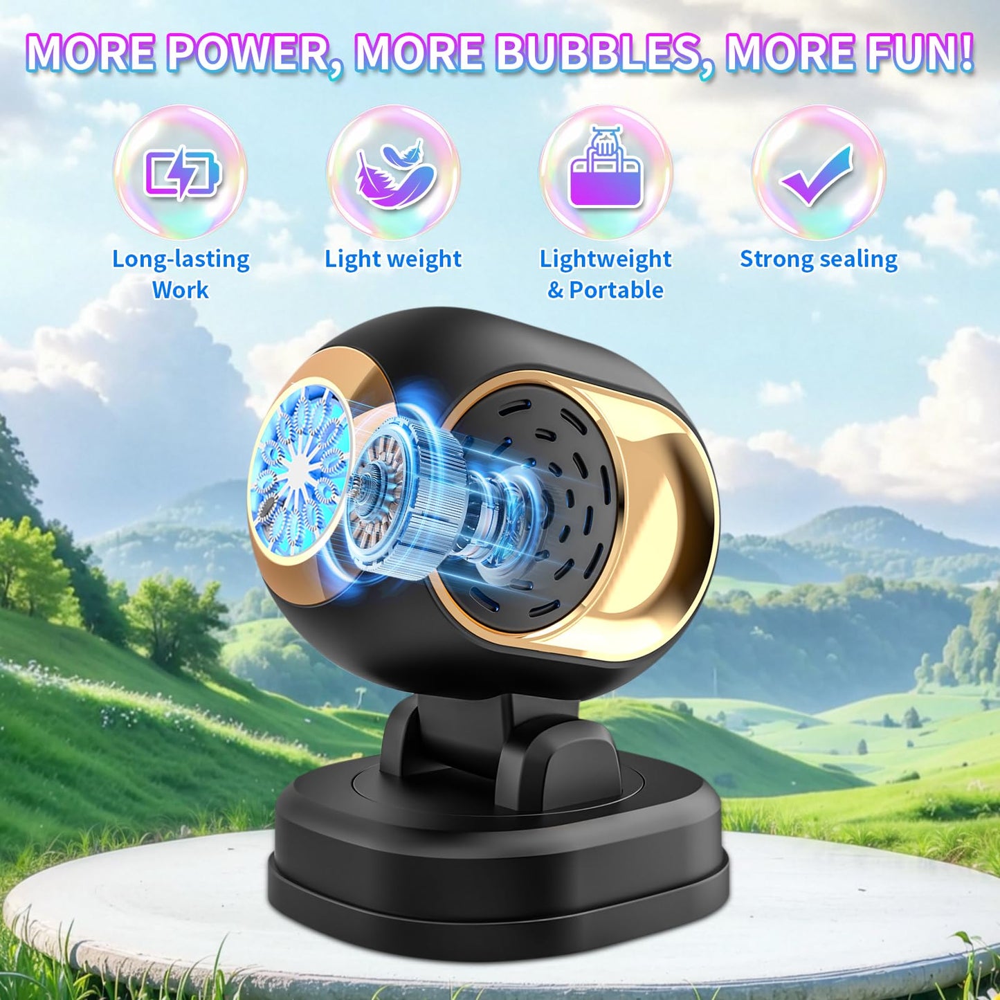 Deserthome Bubble Machine - High-Output Battery-Operated Bubble Blower for Parties