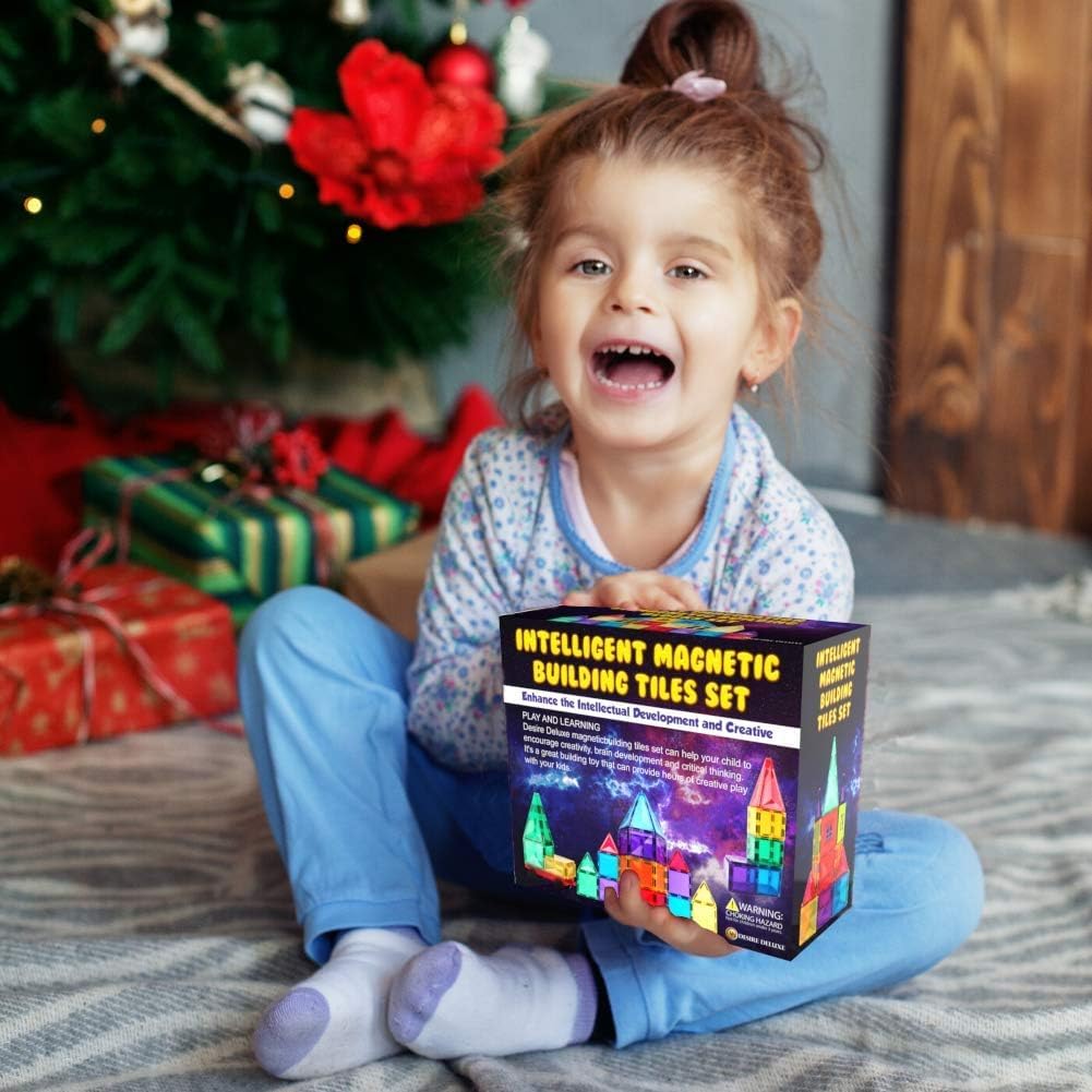 Desire Deluxe Magnetic Tiles – 57-Pc STEM Toy Set for Kids 3+