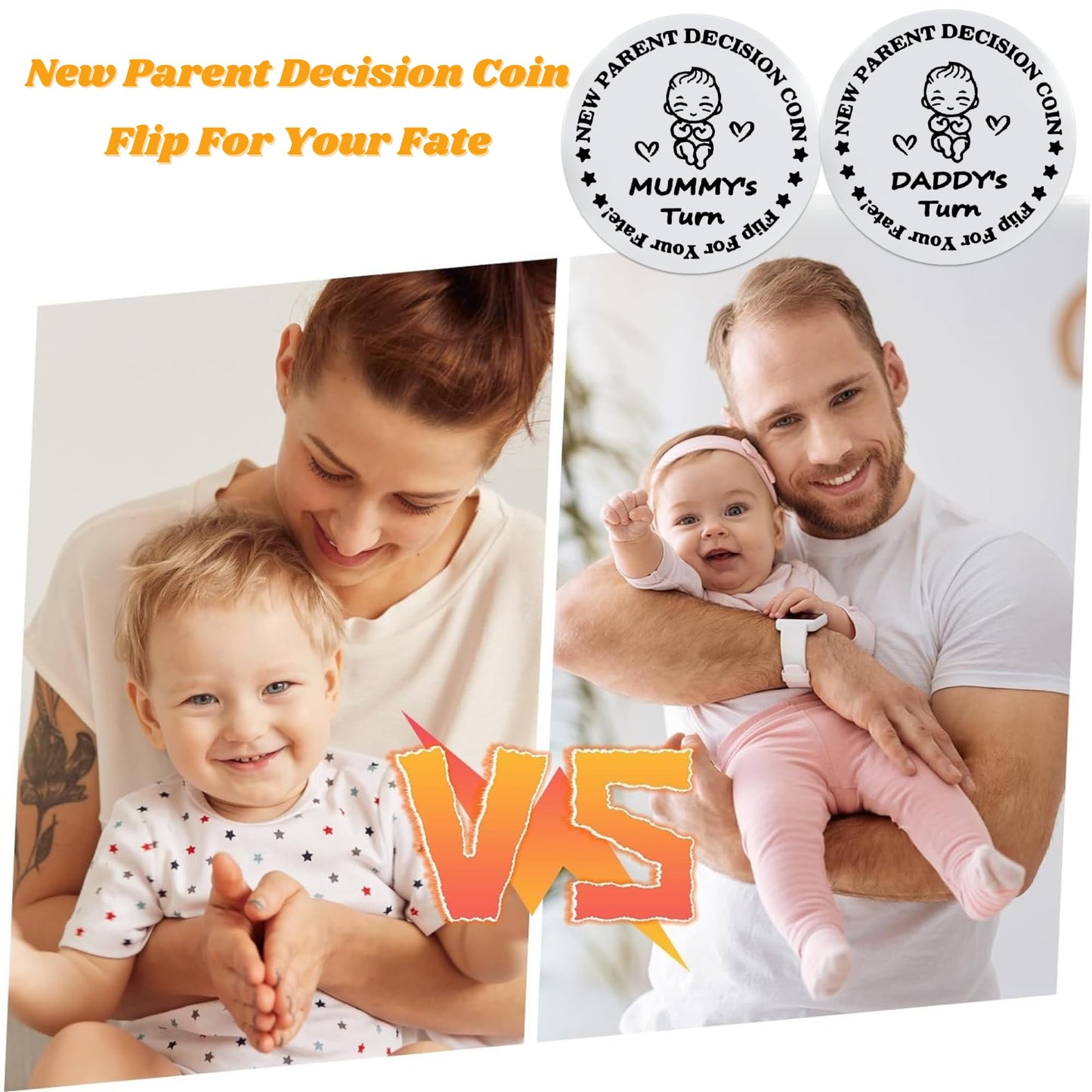 DESKINATOR Funny New Parent Decision Coin with Sweet Card – First Time Parents Gift