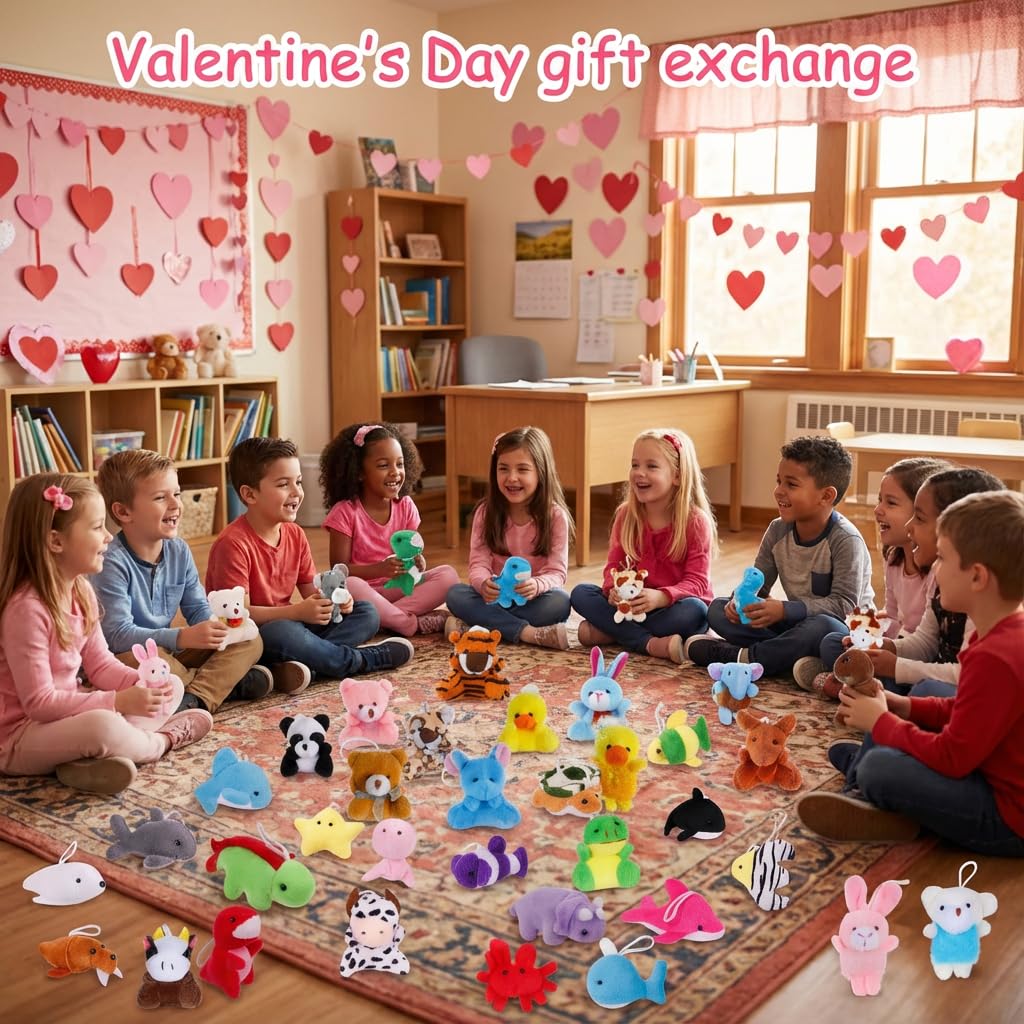 Destlife 56 Pack Small Stuffed Animals Bulk – Plush Toys for Parties, Classroom Rewards & Prizes