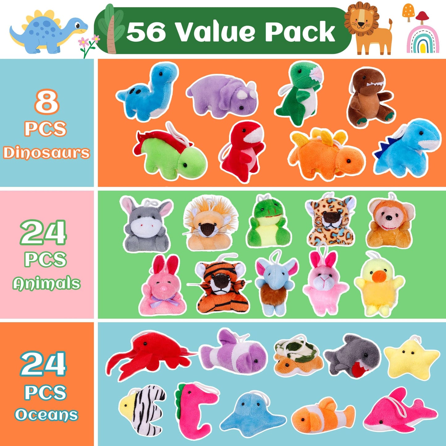 Destlife 56 Pack Small Stuffed Animals Bulk – Plush Toys for Parties, Classroom Rewards & Prizes