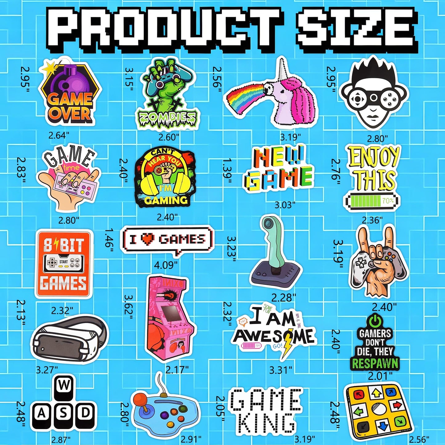 DETICKERS Water Bottle Stickers for Boys – 50 Waterproof Video Game Vinyl Stickers