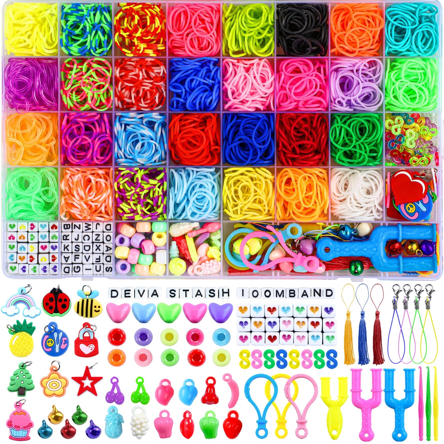 DEVA STASH 2800+ Rubber Band Bracelet Kit — 30 Colours & Tools