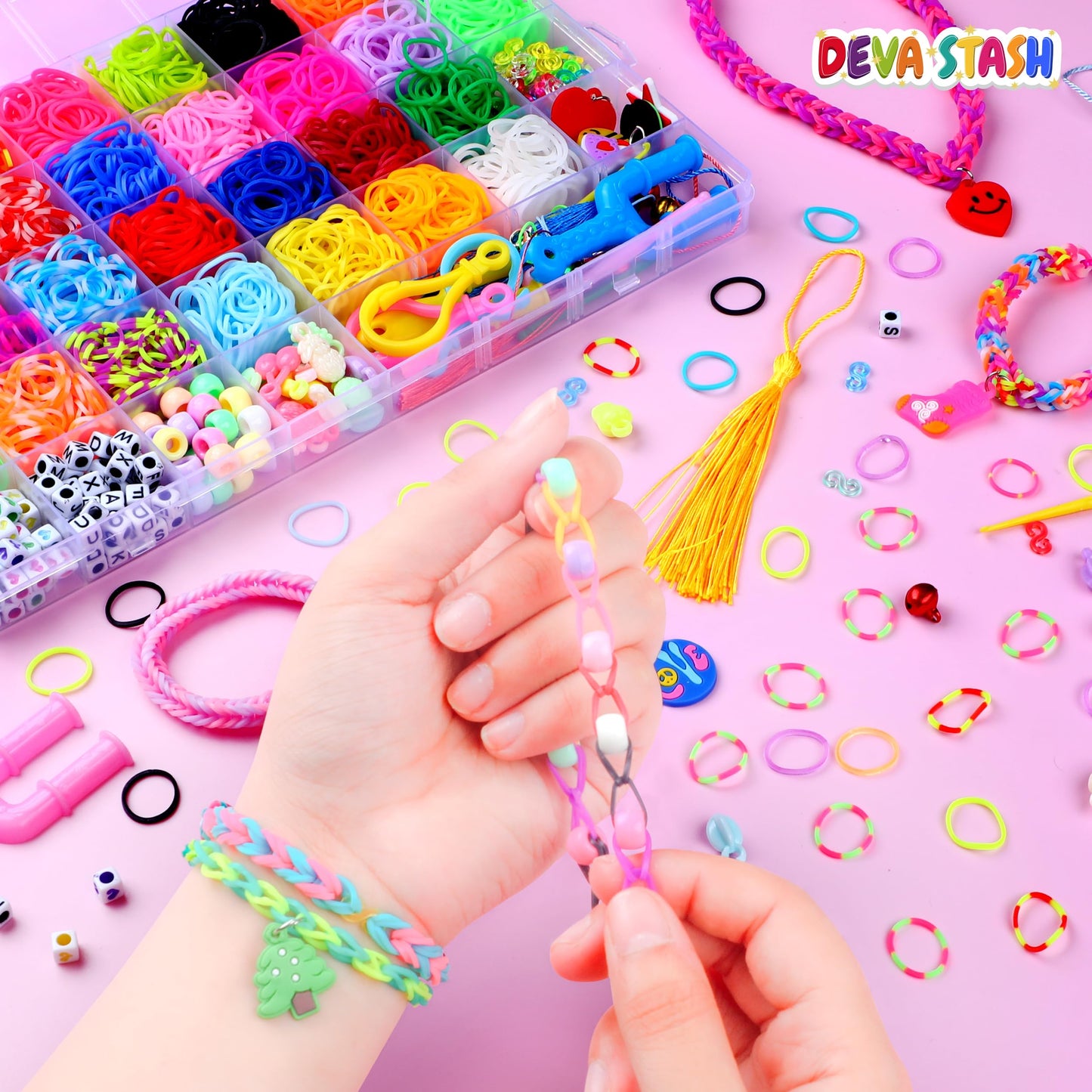 DEVA STASH 2800+ Rubber Band Bracelet Kit — 30 Colours & Tools