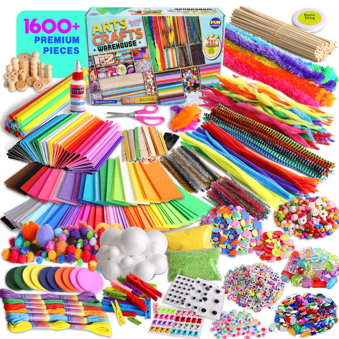 3-Layer Jumbo Arts & Crafts Storage Box – 1600+ Craft Materials for Kids 6-12