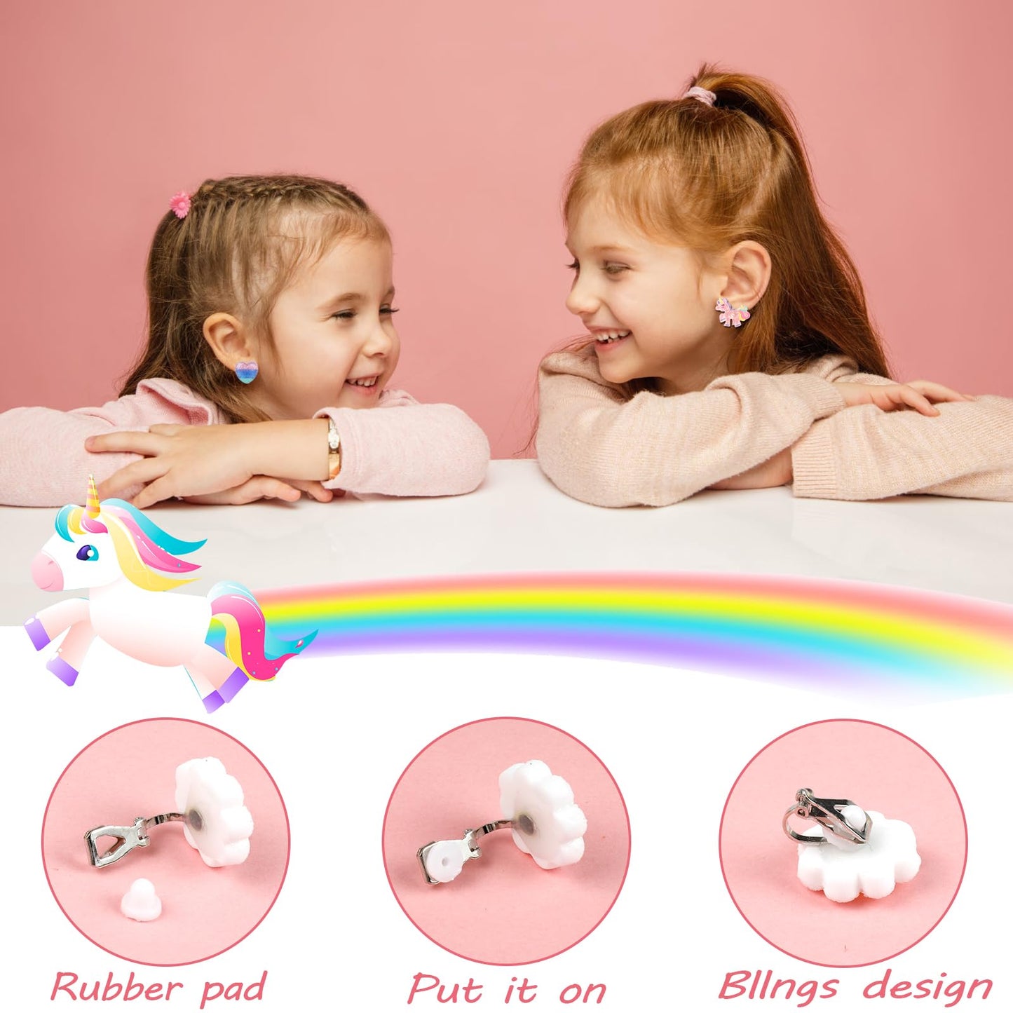 DEVIENG Clip On Earrings for Girls – No Piercing, Hypoallergenic, 12 Pairs