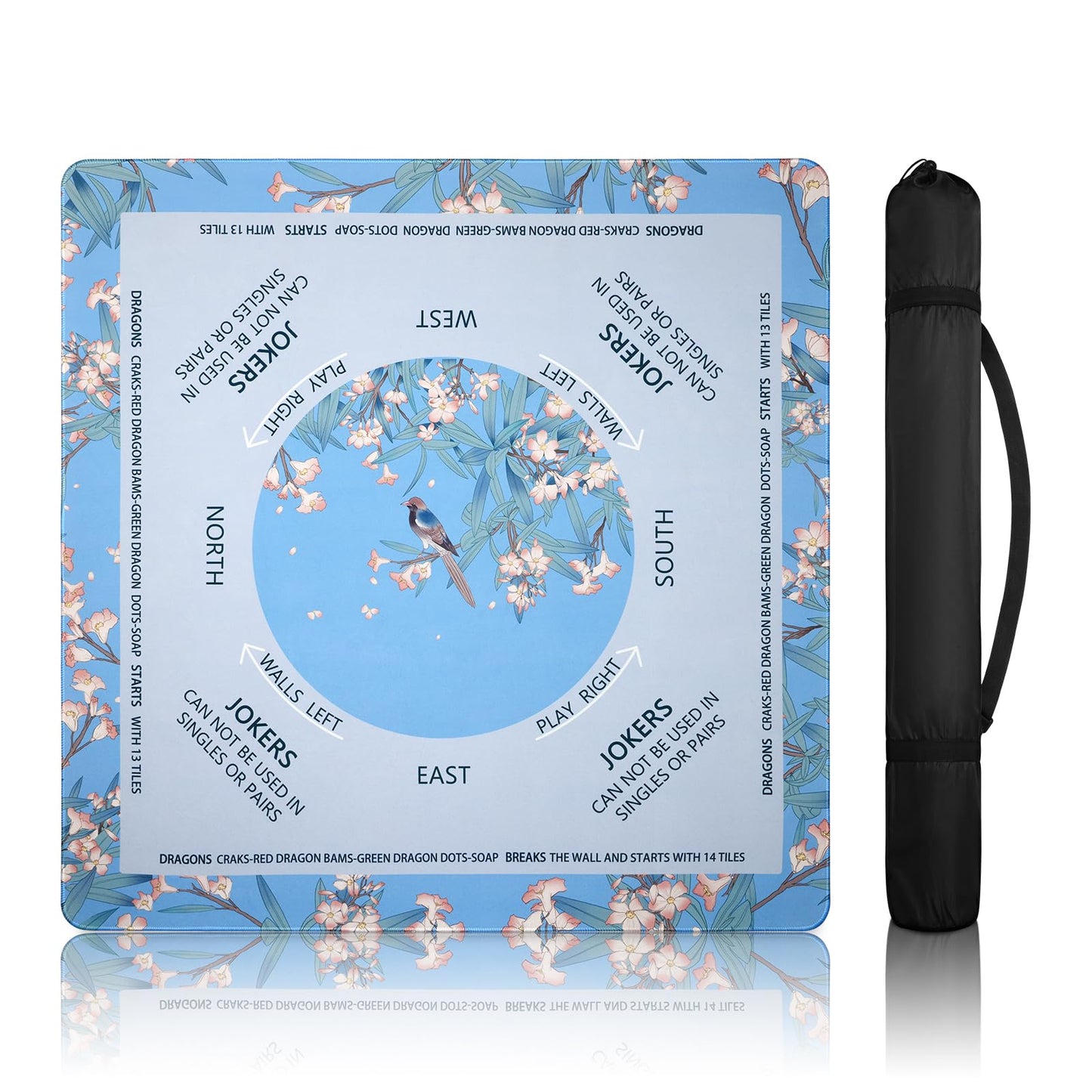 DEVPNR Mahjong Mat for Table – 32.6 x 32.6 in, Non-Slip, Noise-Reducing