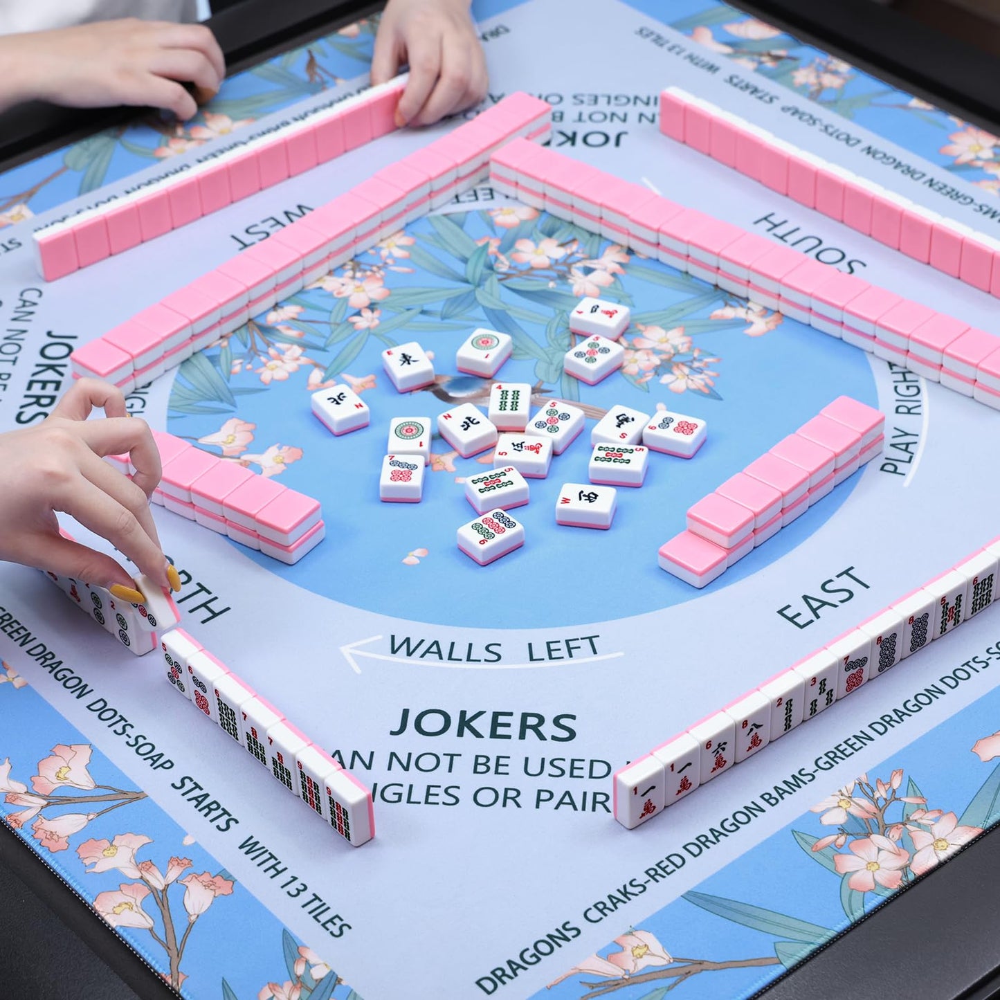 DEVPNR Mahjong Mat for Table – 32.6 x 32.6 in, Non-Slip, Noise-Reducing