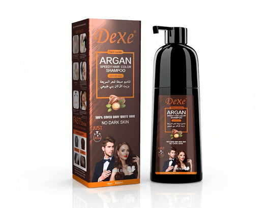 Dexe Argan Speedy Hair Colour Shampoo Instant Dark Brown Hair Dye 420ml/14.2 oz