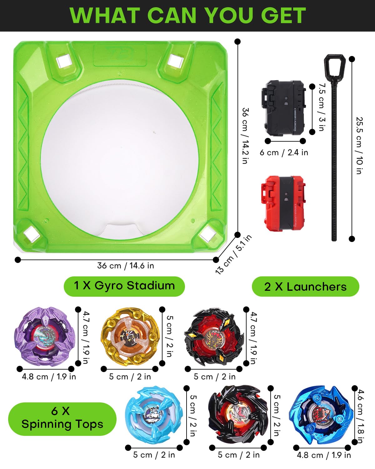 DEZAWRTY X Stadium Battle Set — 6 Tops, 2 Launchers, X-Celeration Arena
