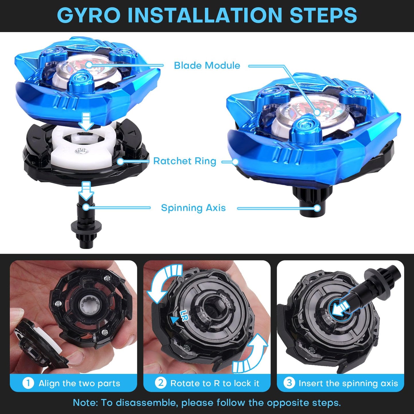 DEZAWRTY Gyro X Battling Blade Set – 12 Spinning Tops, 3 Launchers, 1 Grip, Storage Box