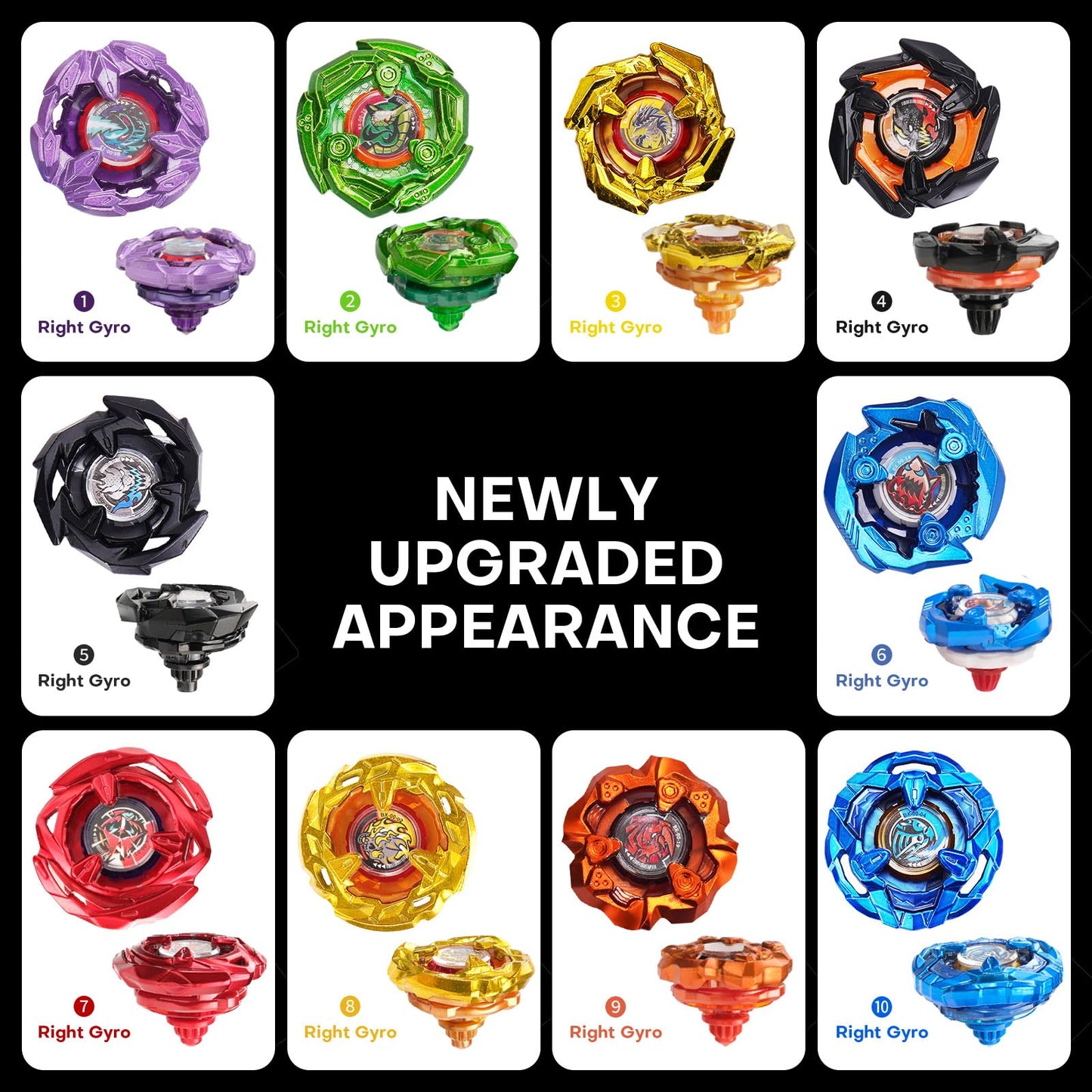 DEZAWRTY Gyro X Stadium Battling Set – 10 Tops, 3 Launchers