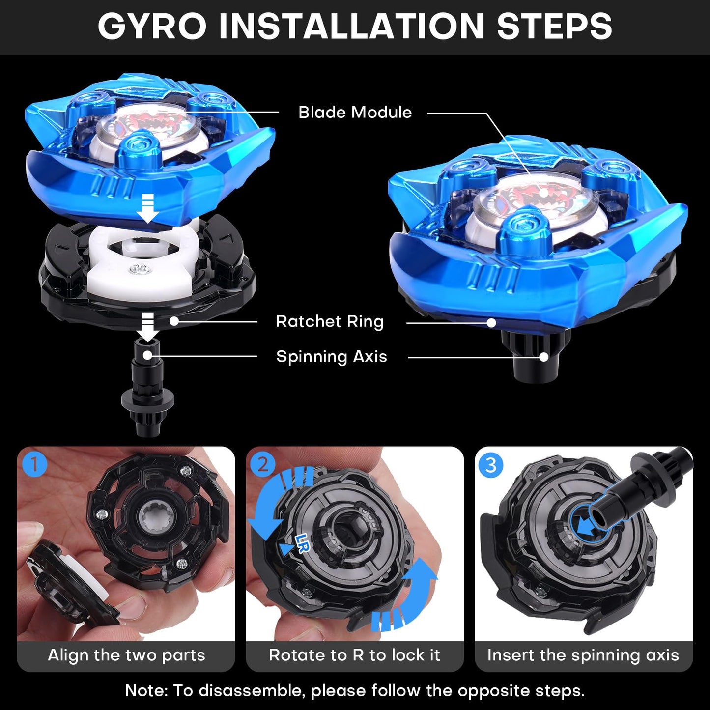 DEZAWRTY Gyro X Stadium Battling Set – 10 Tops, 3 Launchers