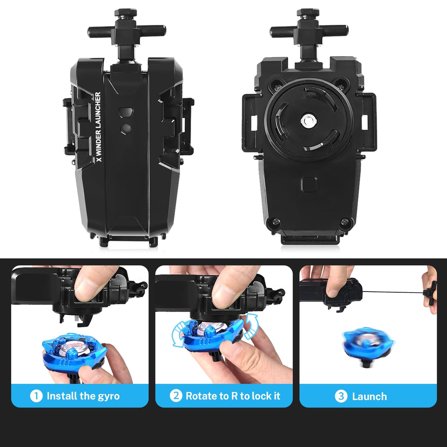 DEZAWRTY Gyro X Battling Blade Set – 12 Spinning Tops, 3 Launchers, 1 Grip, Storage Box