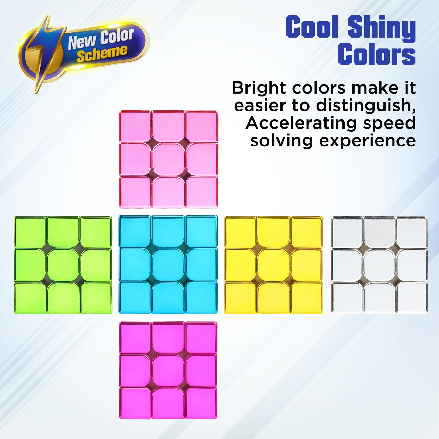 D-FantiX Mirror Reflective Magnetic 3x3 Speed Cube – Stickerless with Display Stand