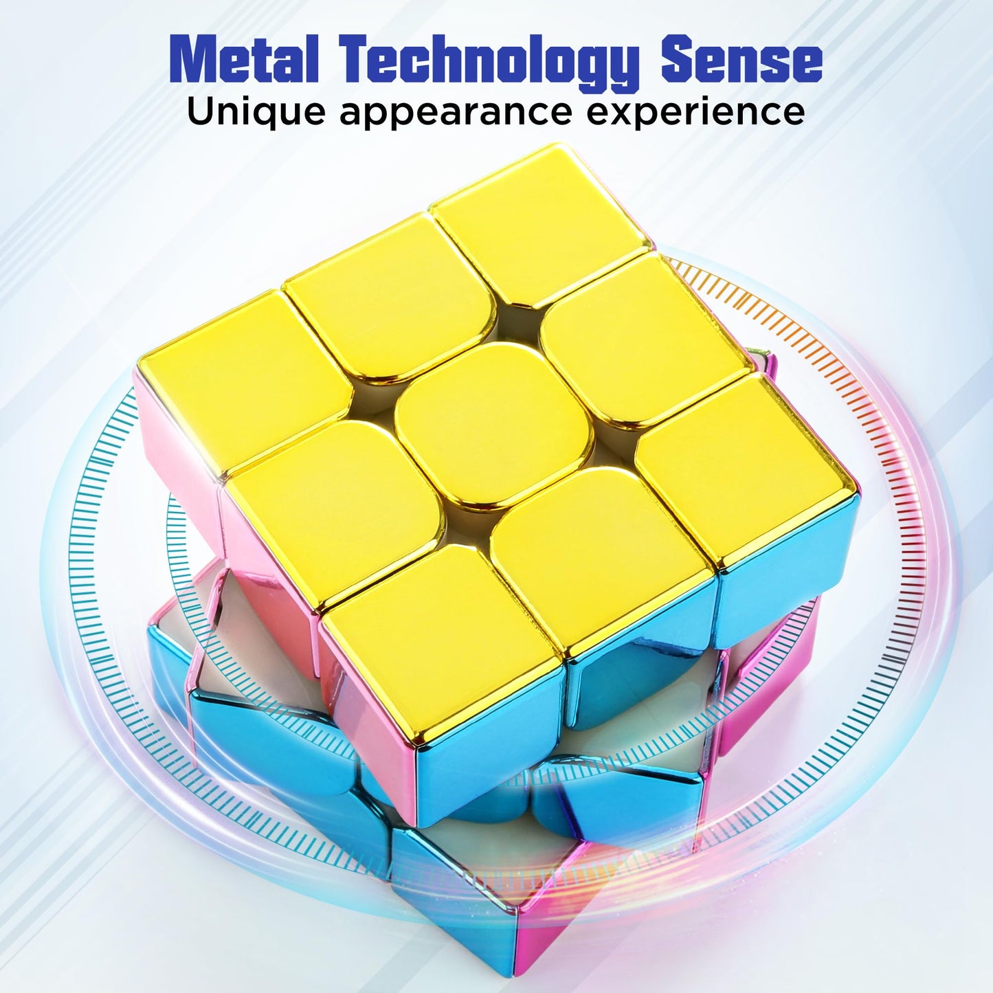 D-FantiX Mirror Reflective Magnetic 3x3 Speed Cube – Stickerless with Display Stand