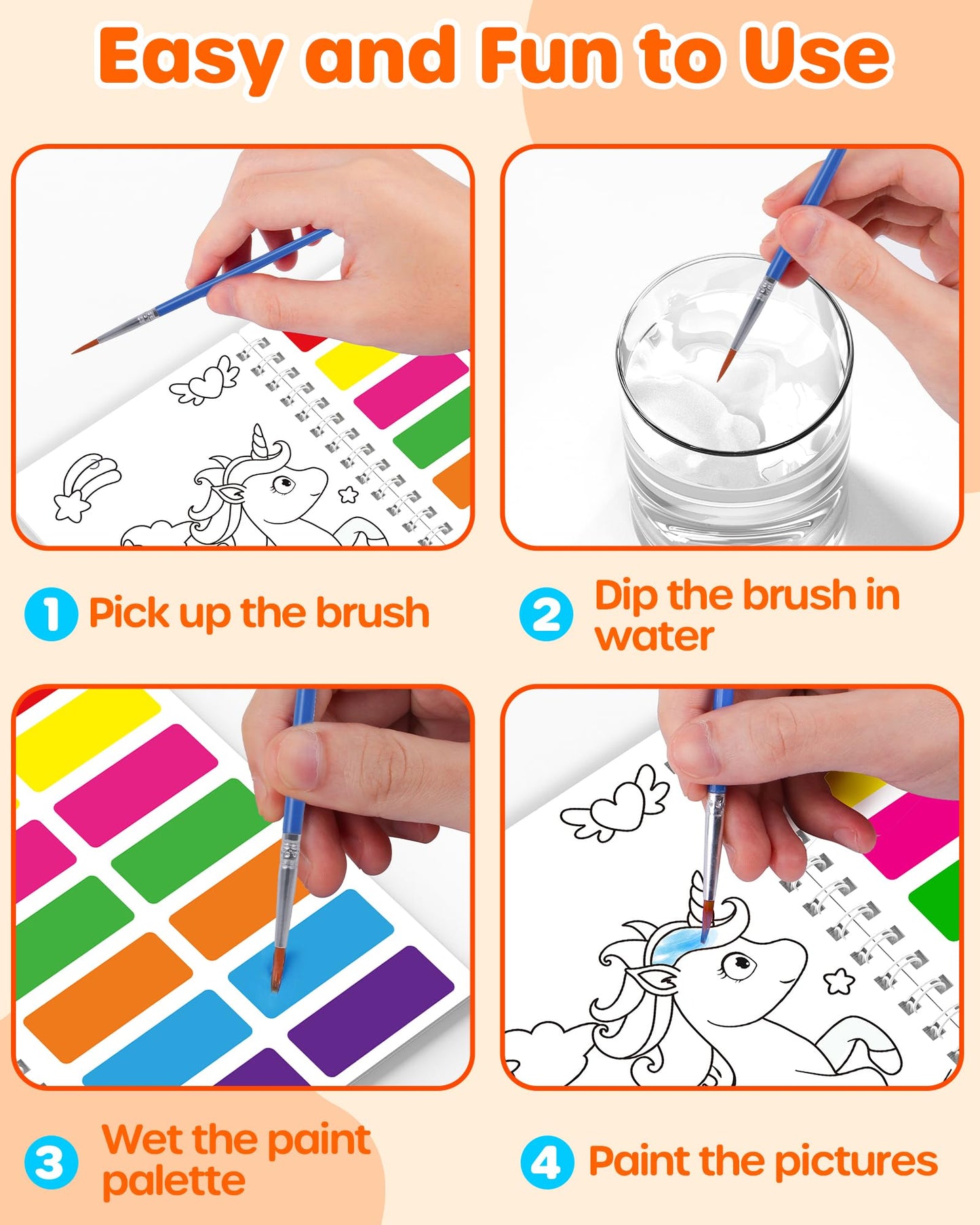 D-FantiX 24-Pack Paint with Water Coloring Books for Kids – Party Favors & Gifts