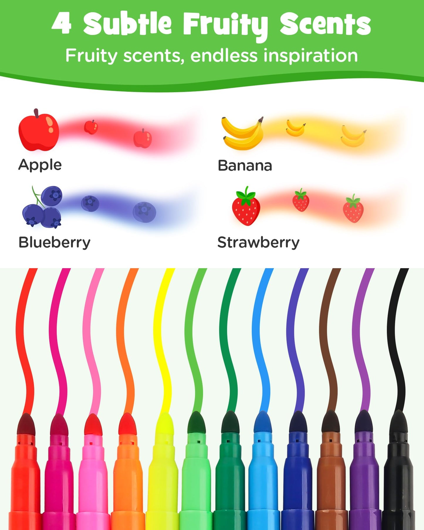 D-FantiX 288-Count Fruit Scented Washable Markers – 24 Packs, 12 Bold Colors for Classrooms & Parties