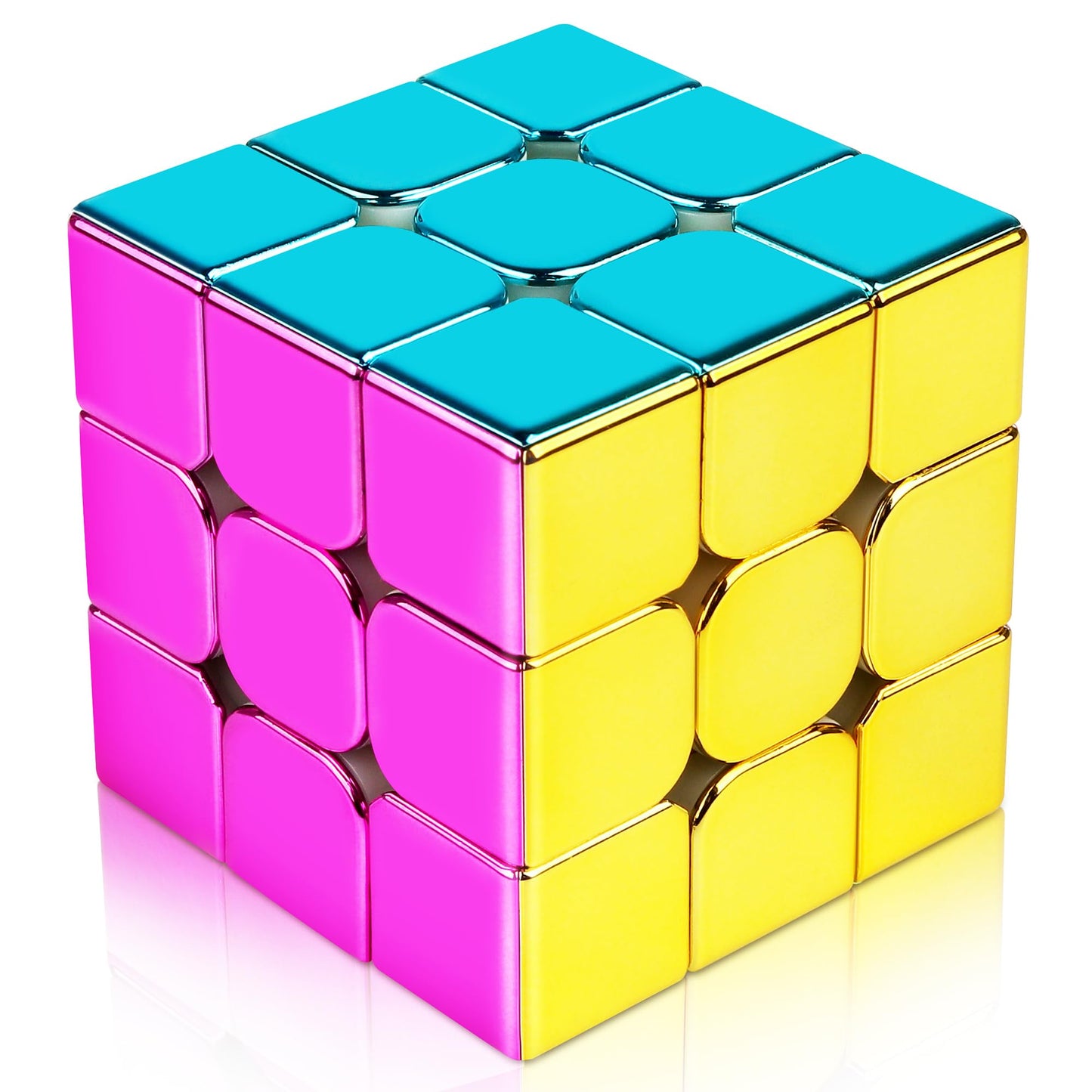 D-FantiX Mirror Reflective Magnetic 3x3 Speed Cube – Stickerless with Display Stand