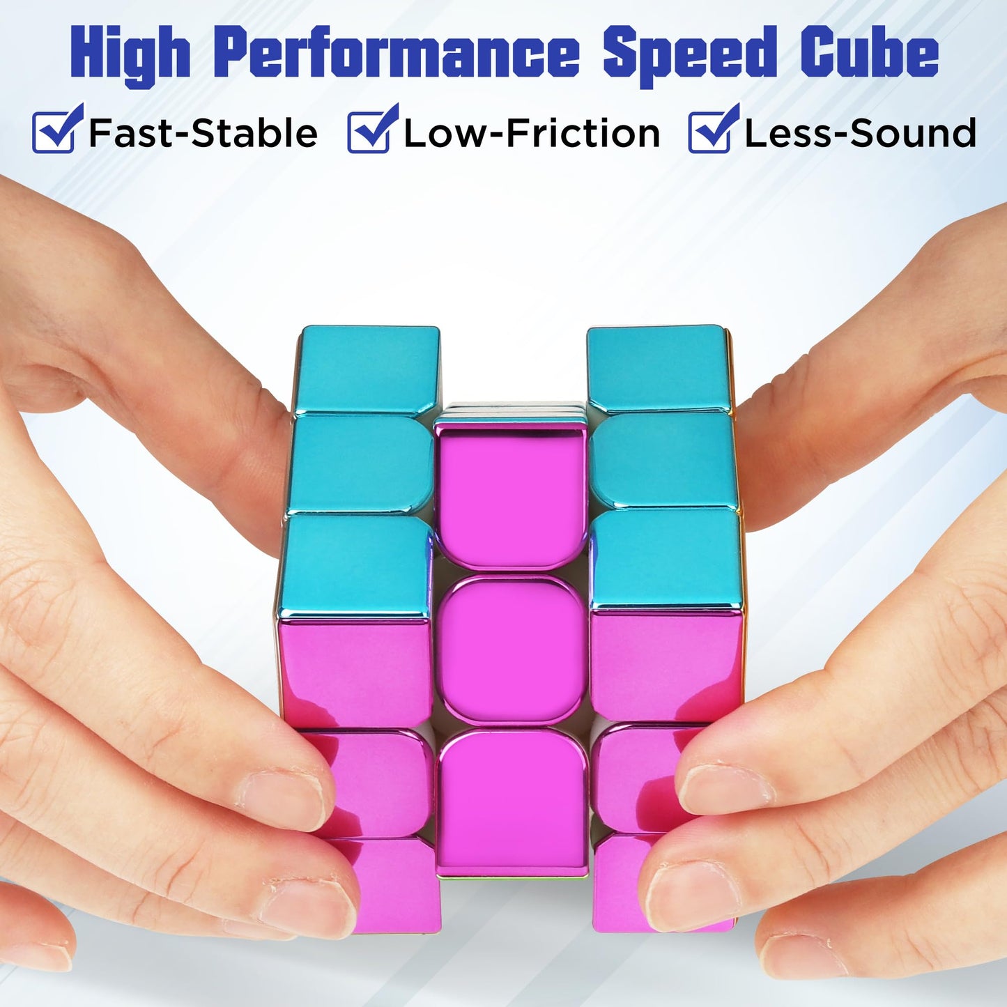 D-FantiX Mirror Reflective Magnetic 3x3 Speed Cube – Stickerless with Display Stand