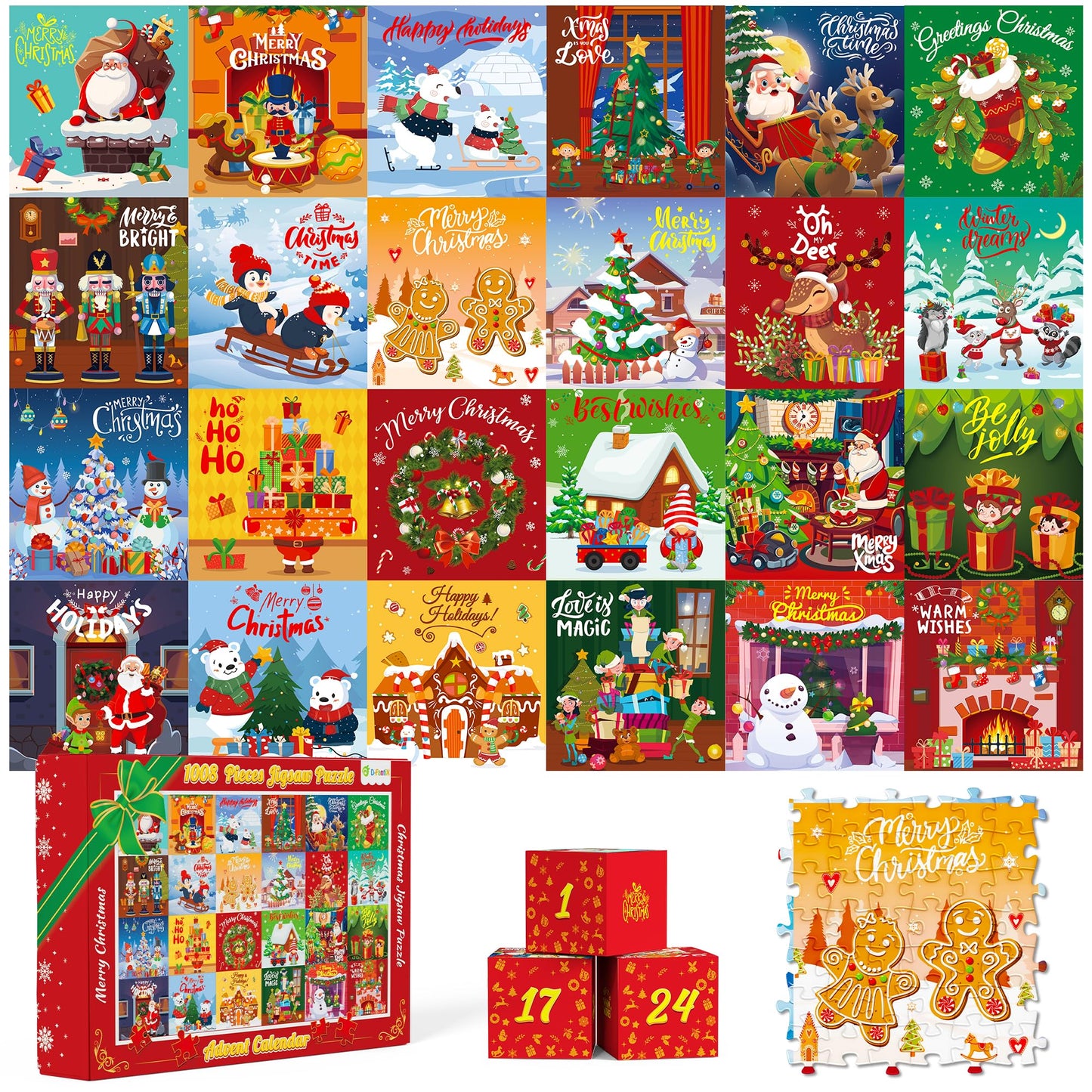 D-FantiX Puzzle Advent Calendar 2025 – 1008-Piece Christmas Countdown Jigsaw for Families