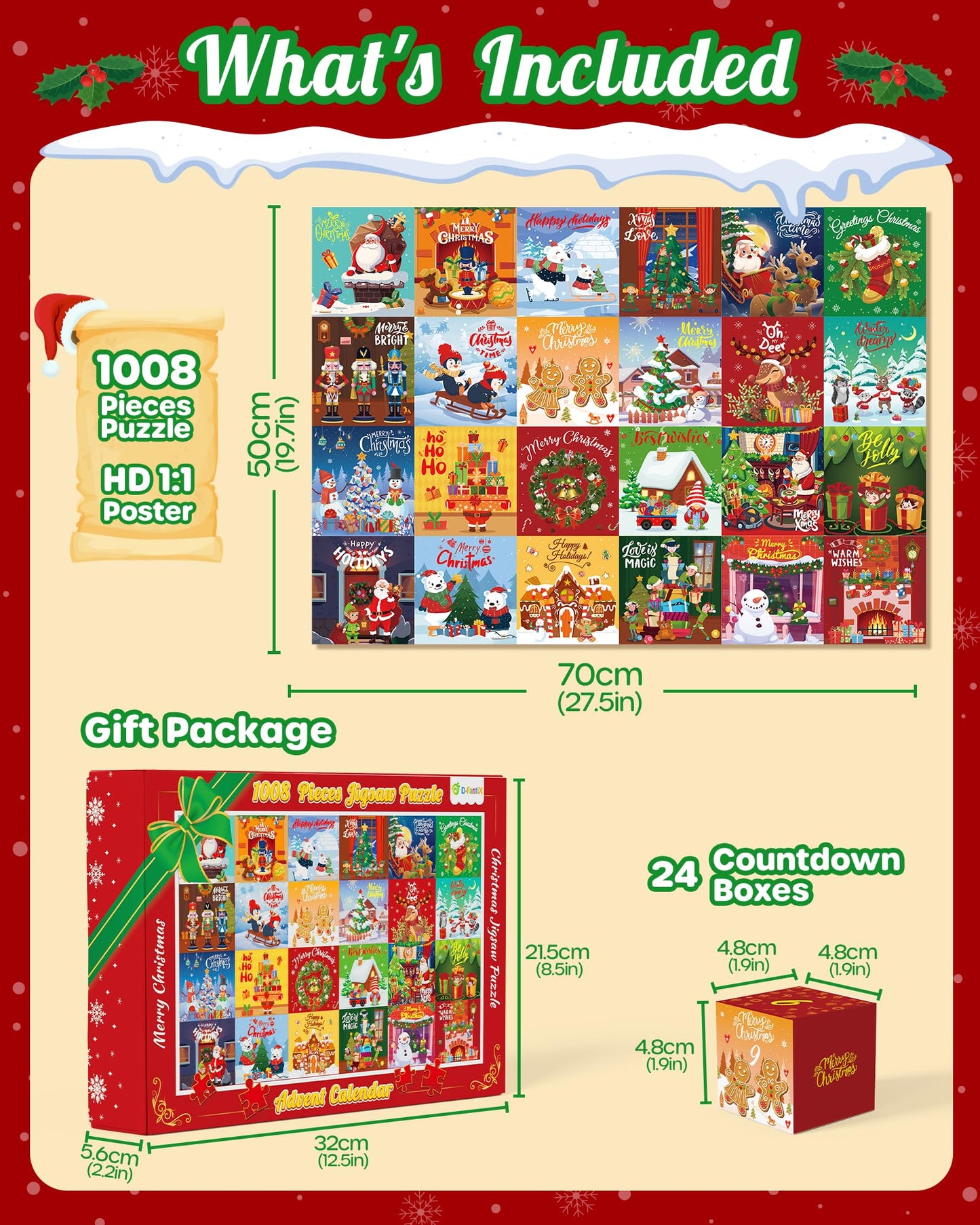D-FantiX Puzzle Advent Calendar 2025 – 1008-Piece Christmas Countdown Jigsaw for Families