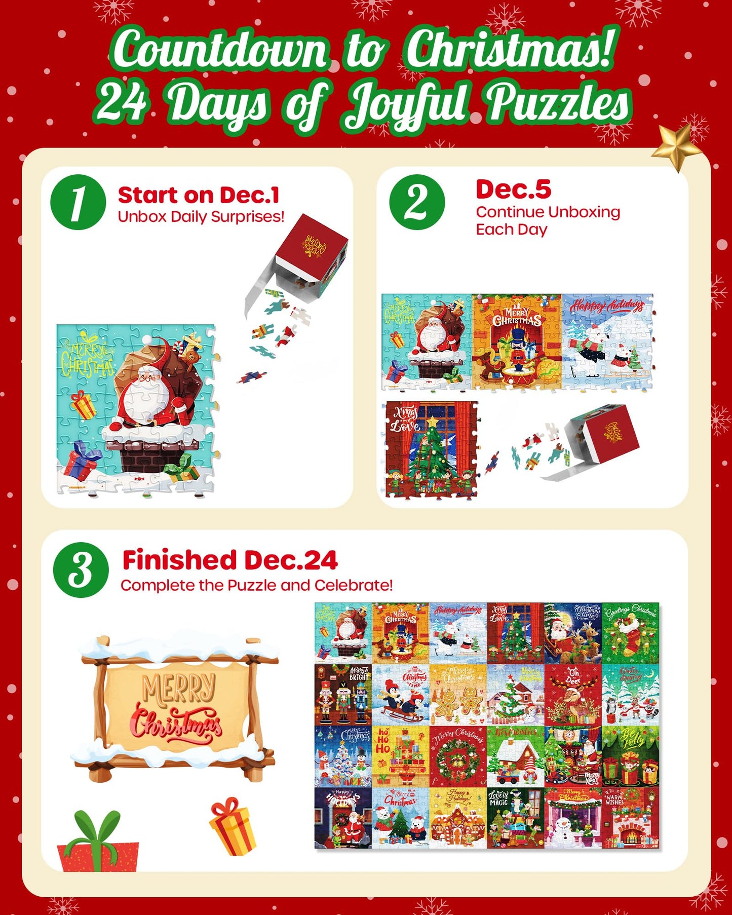 D-FantiX Puzzle Advent Calendar 2025 – 1008-Piece Christmas Countdown Jigsaw for Families