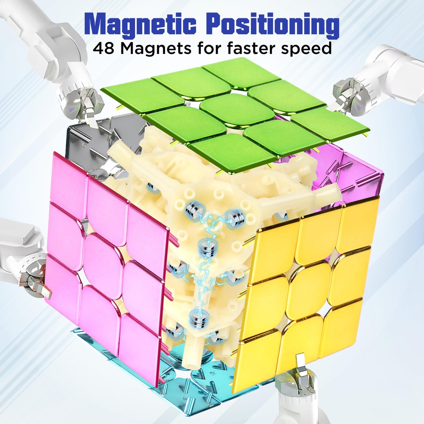 D-FantiX Mirror Reflective Magnetic 3x3 Speed Cube – Stickerless with Display Stand