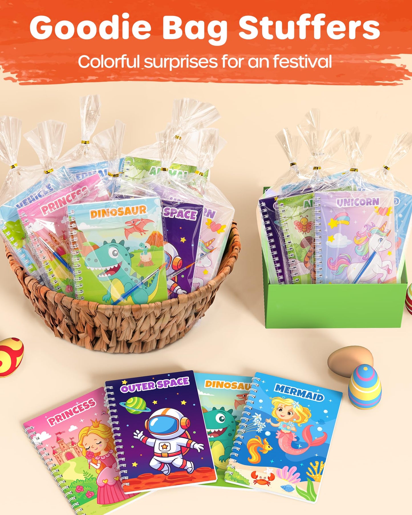 D-FantiX 24-Pack Paint with Water Coloring Books for Kids – Party Favors & Gifts