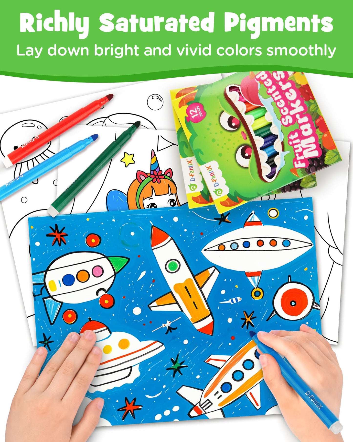 D-FantiX 288-Count Fruit Scented Washable Markers – 24 Packs, 12 Bold Colors for Classrooms & Parties