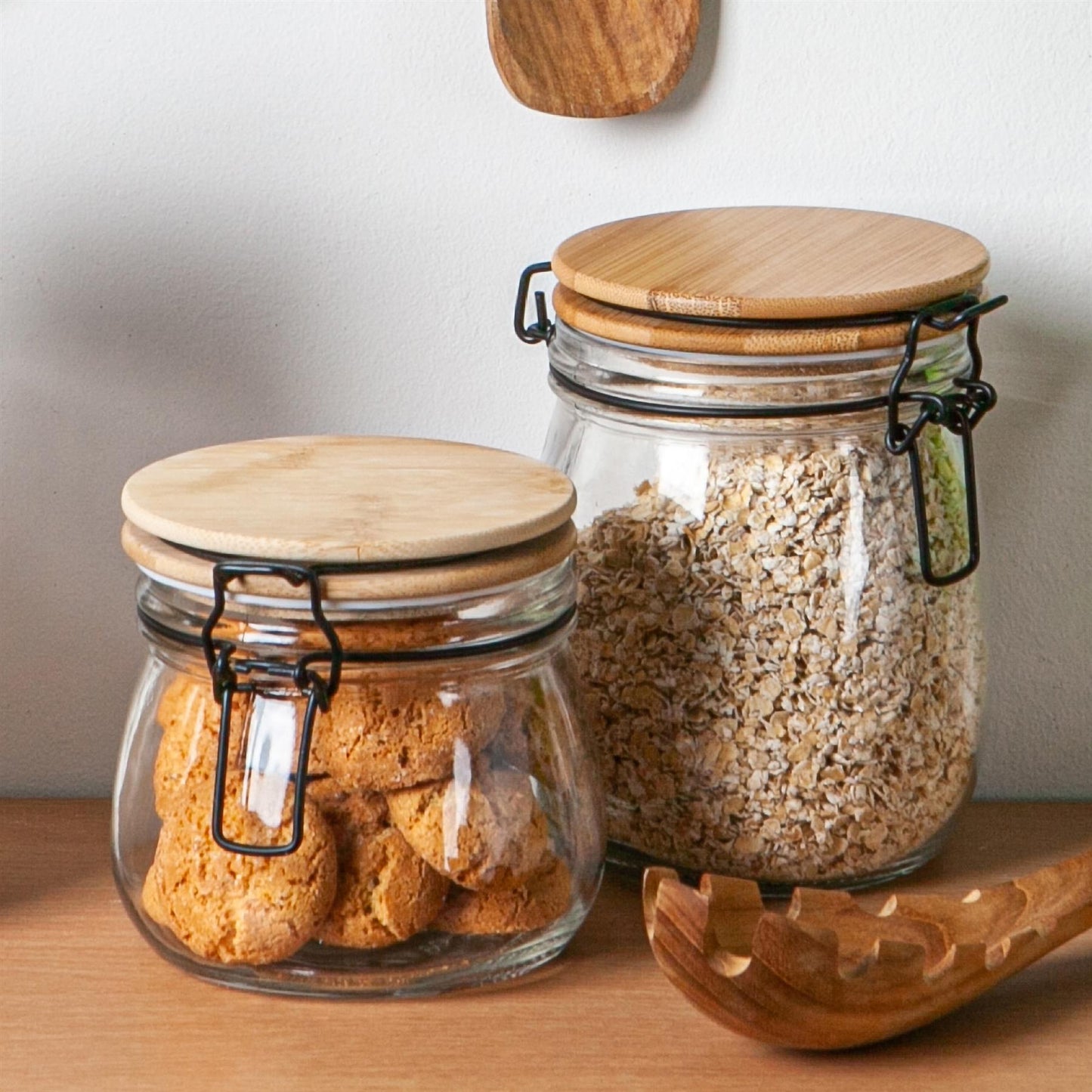 750ml Air tight Glass Storage Jar with Wooden Clip Lid