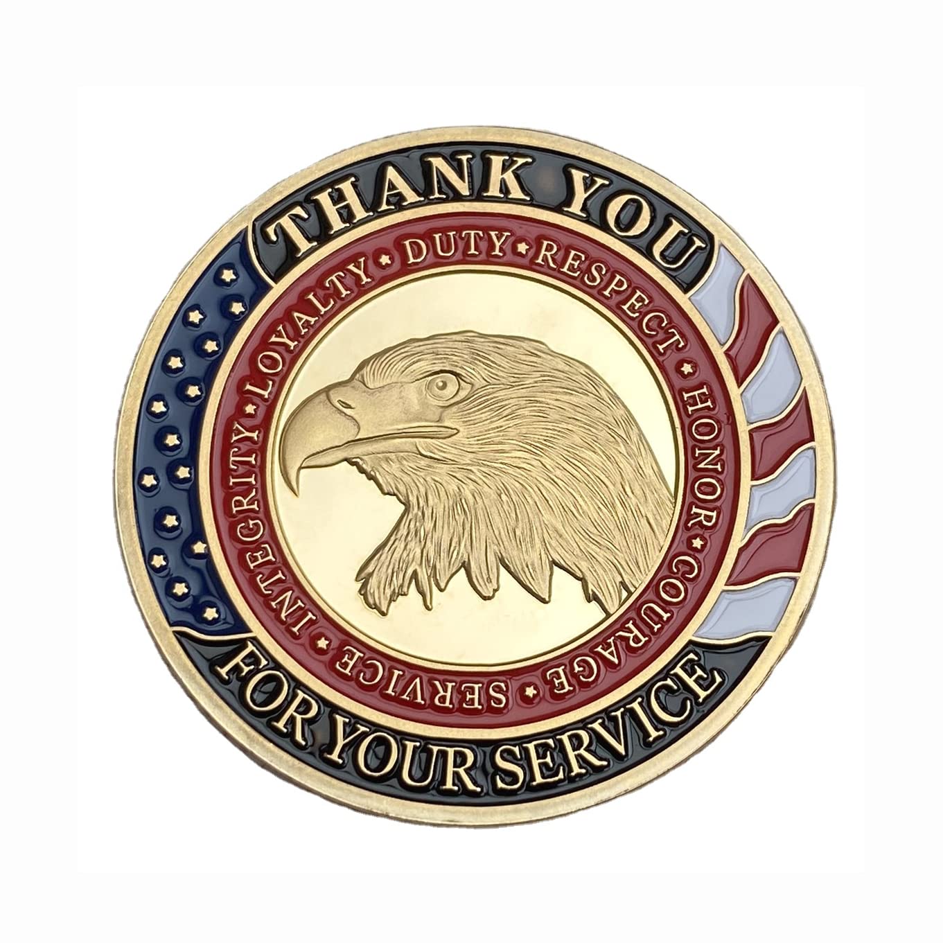 DFFDFF Military Appreciation Challenge Coin - Gold Plated Veteran Day Gift and Thank You for Your Service