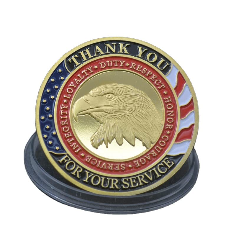 DFFDFF Military Appreciation Challenge Coin - Gold Plated Veteran Day Gift and Thank You for Your Service