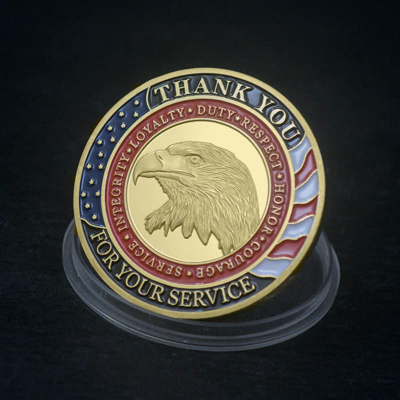 DFFDFF Military Appreciation Challenge Coin - Gold Plated Veteran Day Gift and Thank You for Your Service
