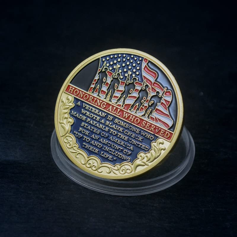 DFFDFF Military Appreciation Challenge Coin - Gold Plated Veteran Day Gift and Thank You for Your Service